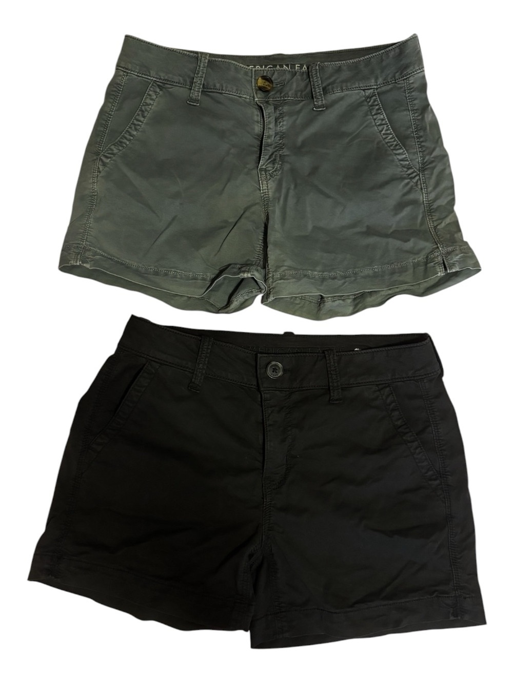 American Eagle Outfitters Women's Shorts - Olive Green and Black